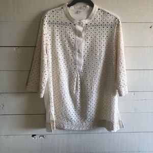 Coldwater Creek Tunic Shirt Open Lace Front